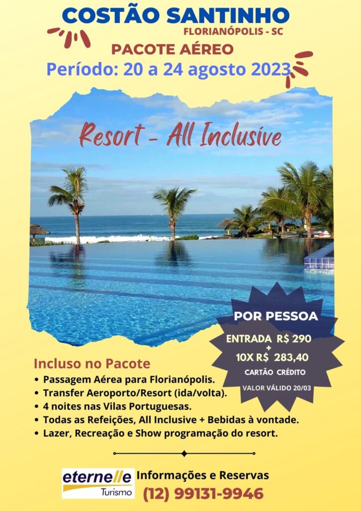 Floripa All Inclusive! Pacotes com voos mais hospedagem no Costão do  Santinho a partir de R$ 1.101, em 8 vezes